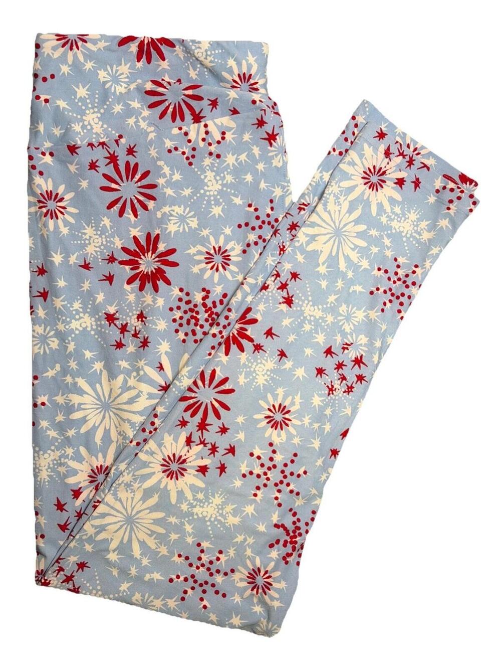 New LuLaRoe TC Patriotic Firecracker Explosion Print Leggings Size TC (12-18)